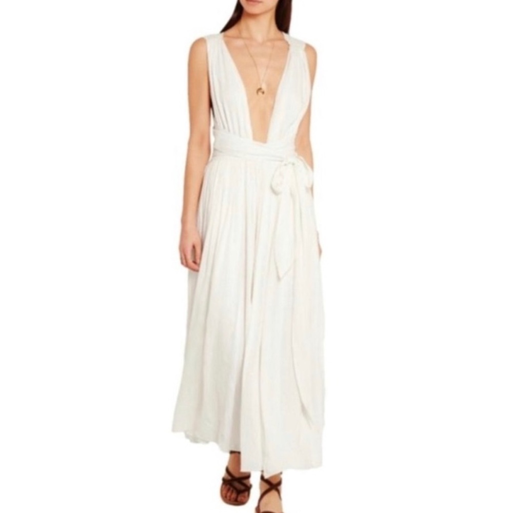 Mara Hoffman Deep V Neck Split Skirt Maxi Swim Coverup